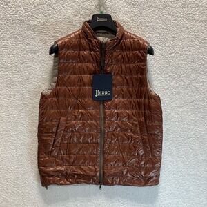 Herno‎ Men's Vest Ultralightweight  Nylon Reversible Quilted Puffer 48 Copper